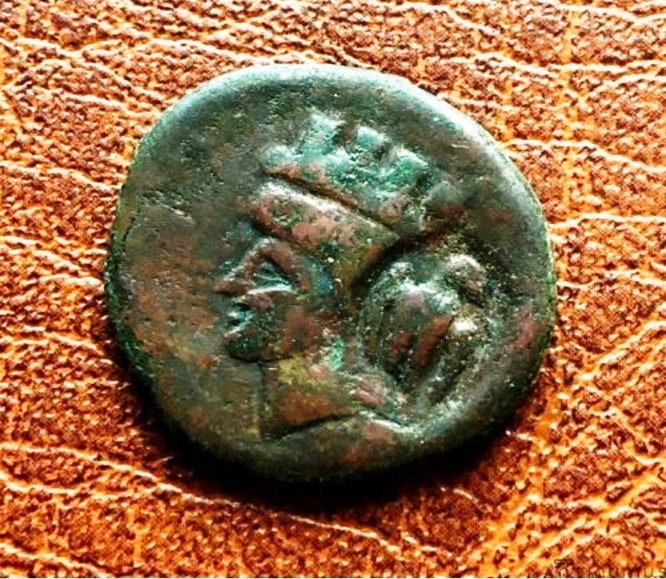 Ольвия. Дупондий с надчеканкой. Редкая монета