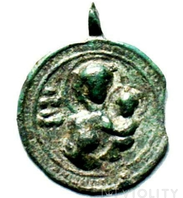 Киевская Русь. Нательная иконка “Богоматерь Одигитрия”.