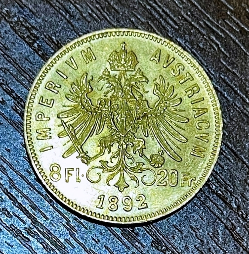 Австрия. 8 флоринов.1892 г. Золото.   ПРОДАНА