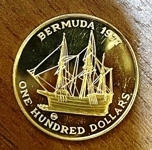 Бермуды. 100 долларов. 1977 г. Золото.      ПРОДАНО