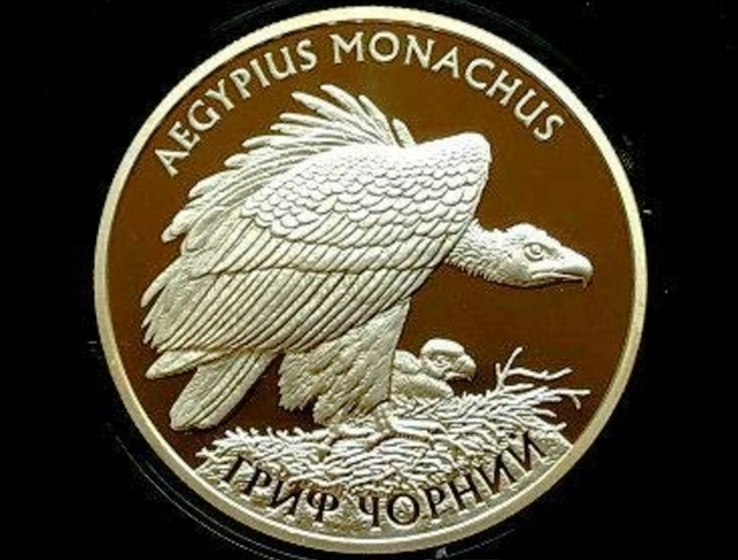 Гриф черный. 10 гривен. 2008 г. Серебро.   ПРОДАНА