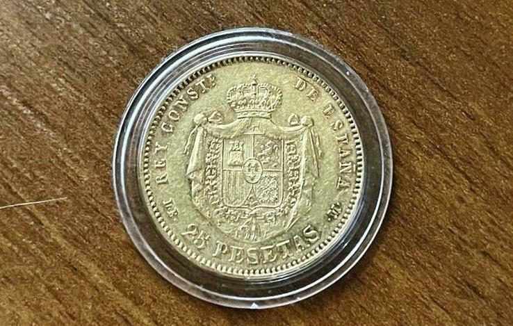 Испания. 25 песет 1878. Золото