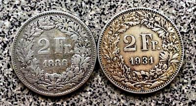 Швейцария. 2 Франка 1886 и 1931 г. Лот.   ПРОДАН