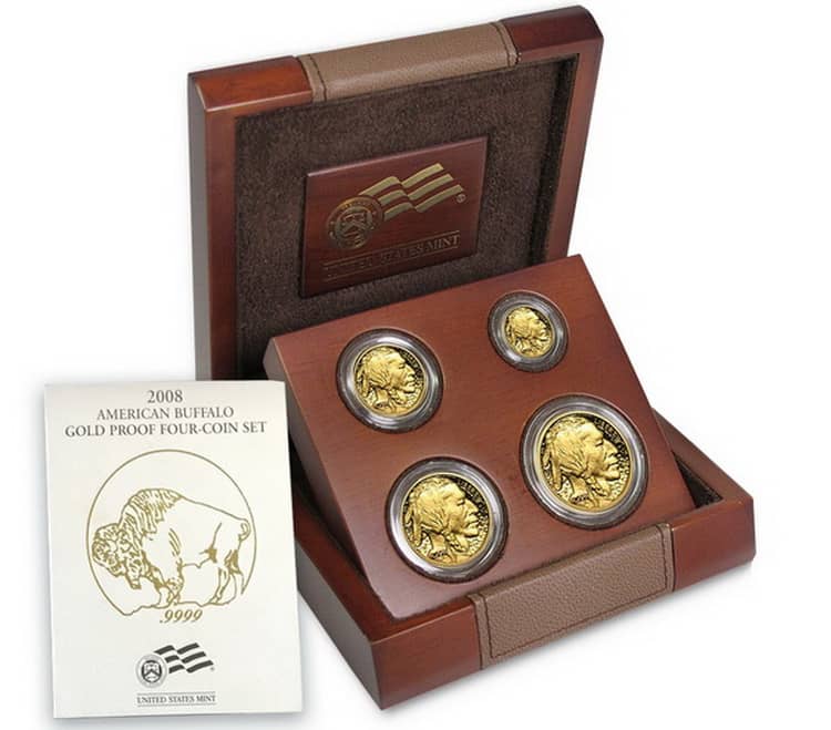 «Американский буффало». Сет из 4-х номиналов. Золото