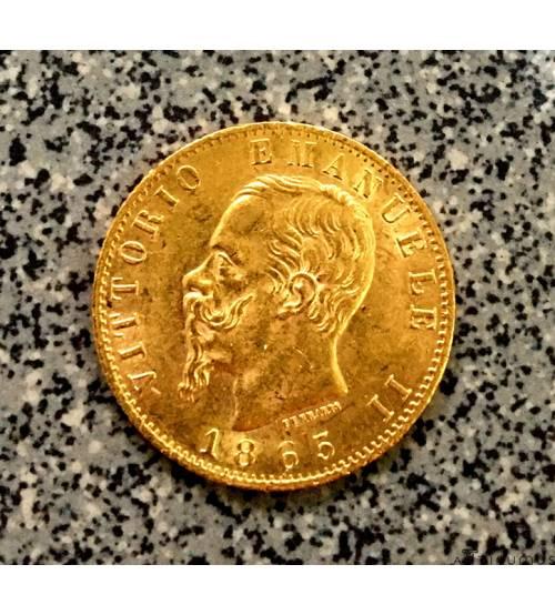 Италия. 20 лир 1865 г. Золото