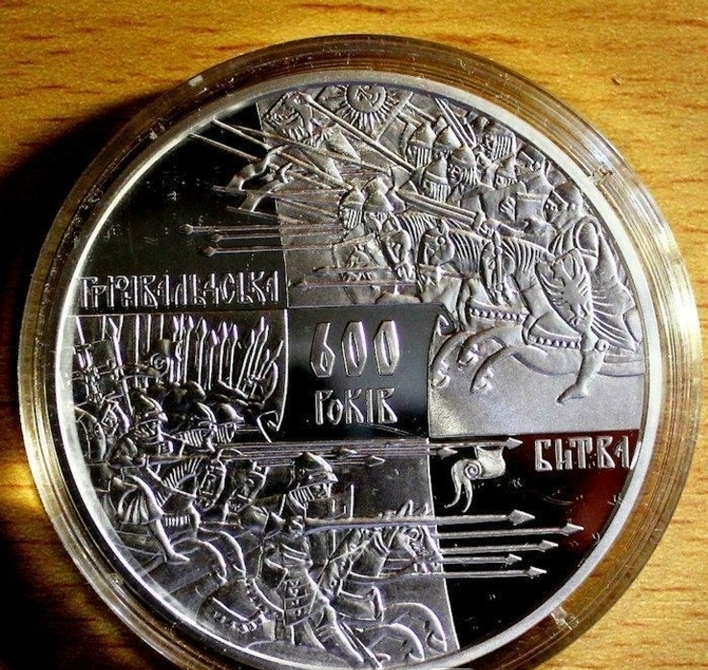 600-летие Грюнвальдской битвы. 20 гривен. 2010 г. Серебро