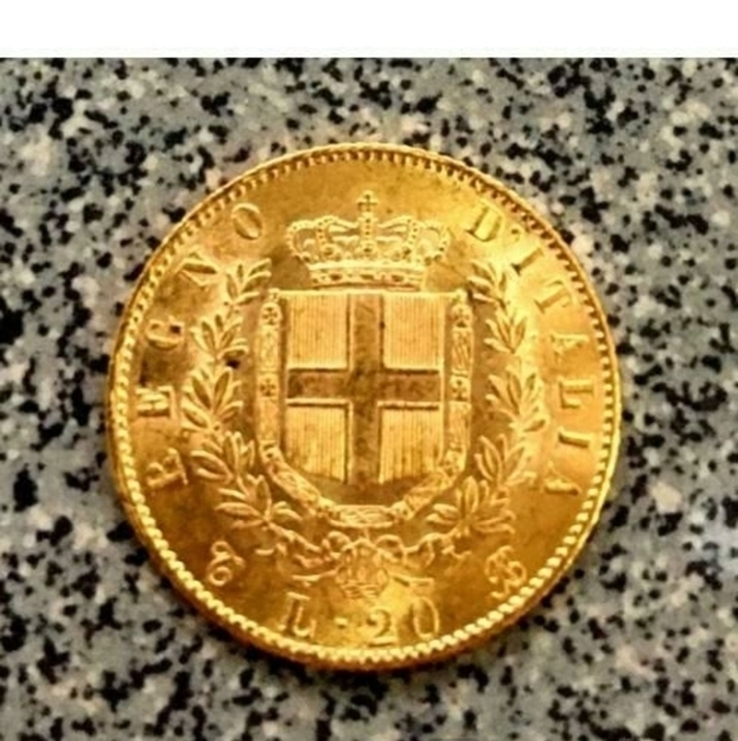 Италия. 20 лир 1865 г. Золото