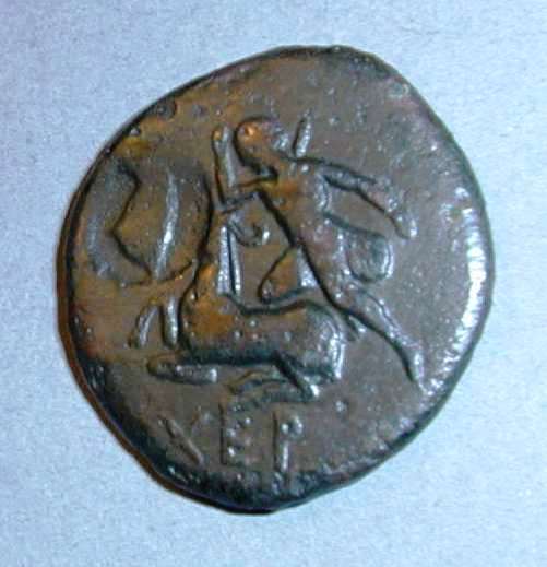 Херсонес. Дихалк с надчеканкой. Медь. 300–290 гг. до н.э.   ПРОДАНА