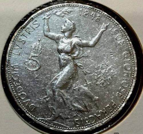 Австрия. 5 крон 1908 г.