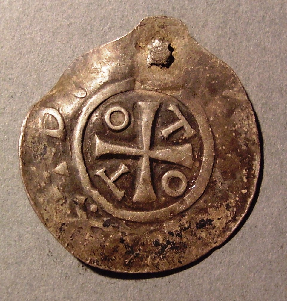 Киевская Русь. Денарий Оттона III. Серебро. XI в.