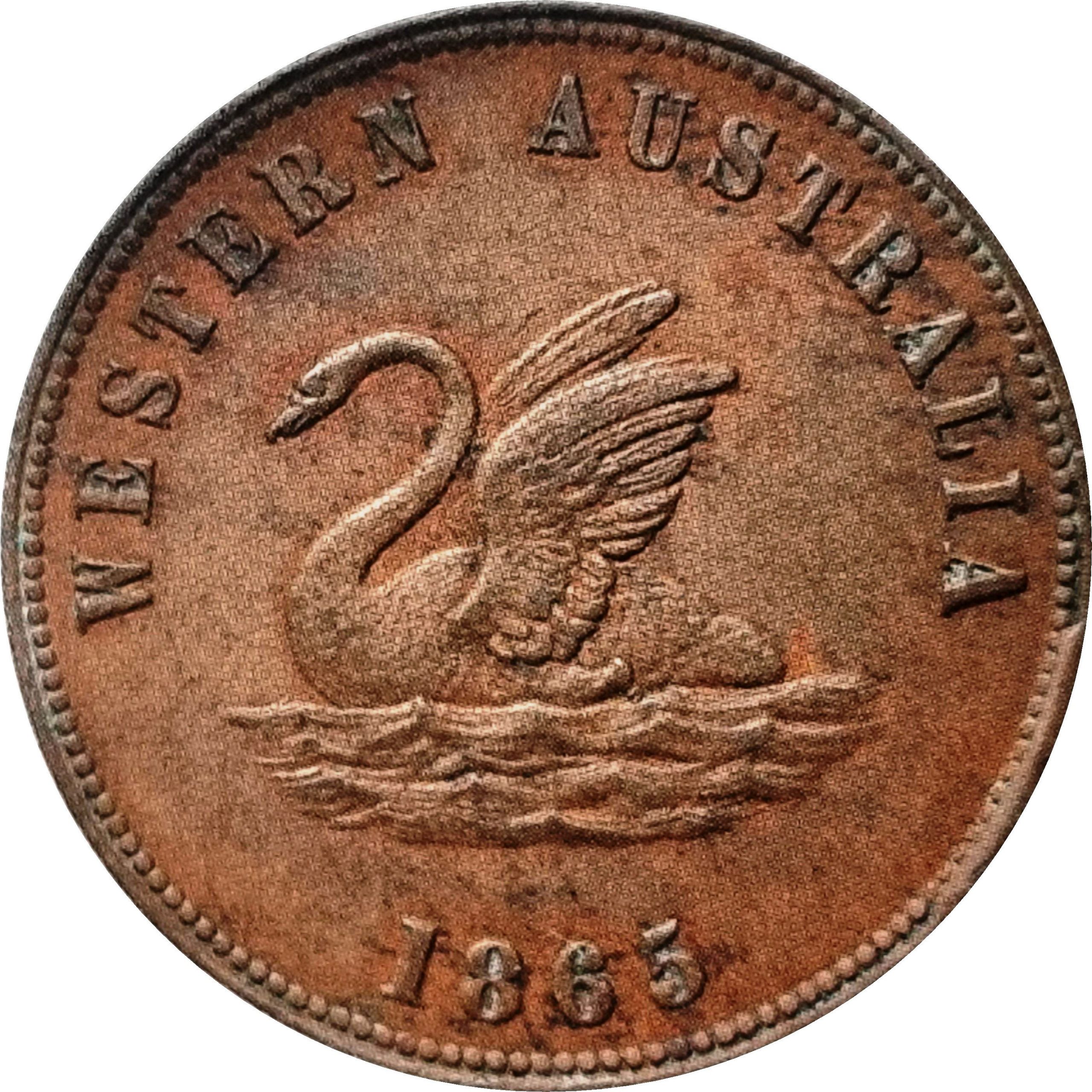 Западная Австралия. Фримантл. 1 пенни. 1865 г. Медь.
