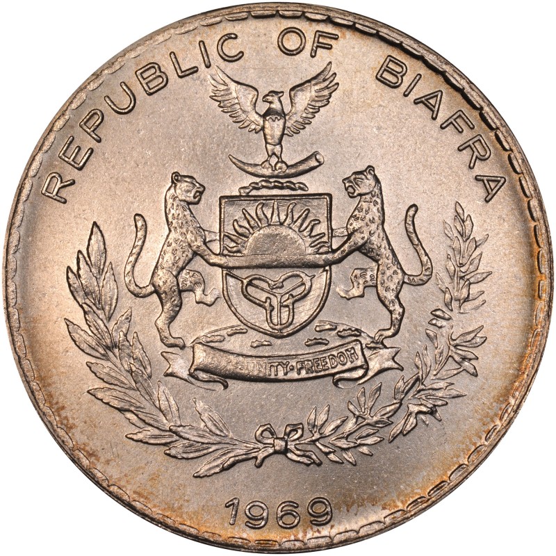 Биафра. 1 фунт 1969 г.  Серебро