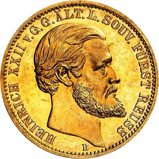 Рейсс-Грейц. 20 марок 1875 г. Золото