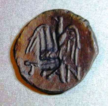 Пантикапей. Тетрахалк с надчеканкой. Медь. 230–220 гг. до н.э.